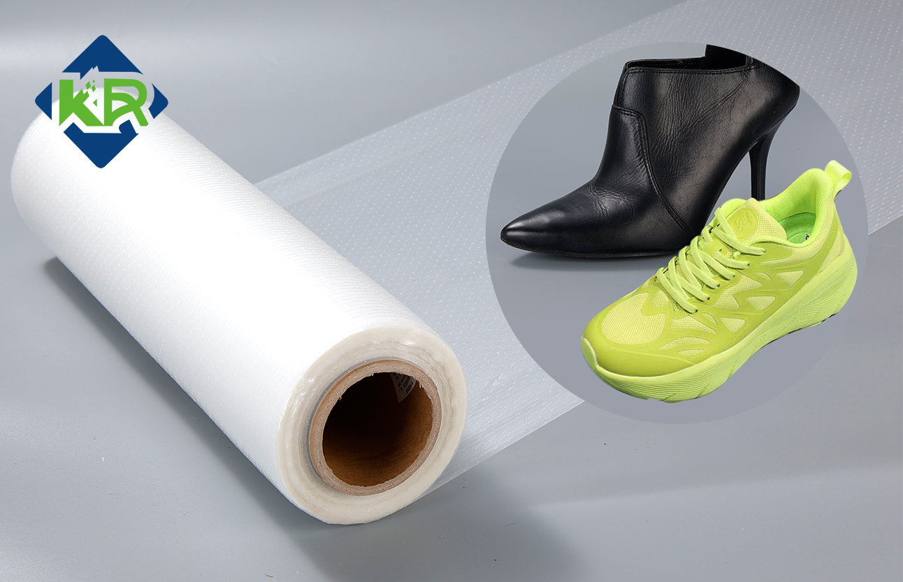 Special hot melt adhesive film for shoe materials